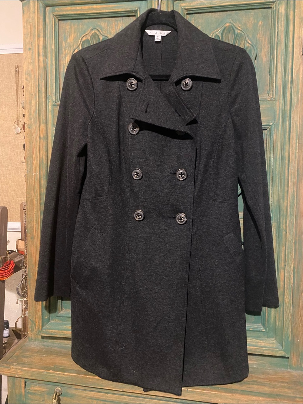 CAbi Gray Double-Breasted Pea Coat